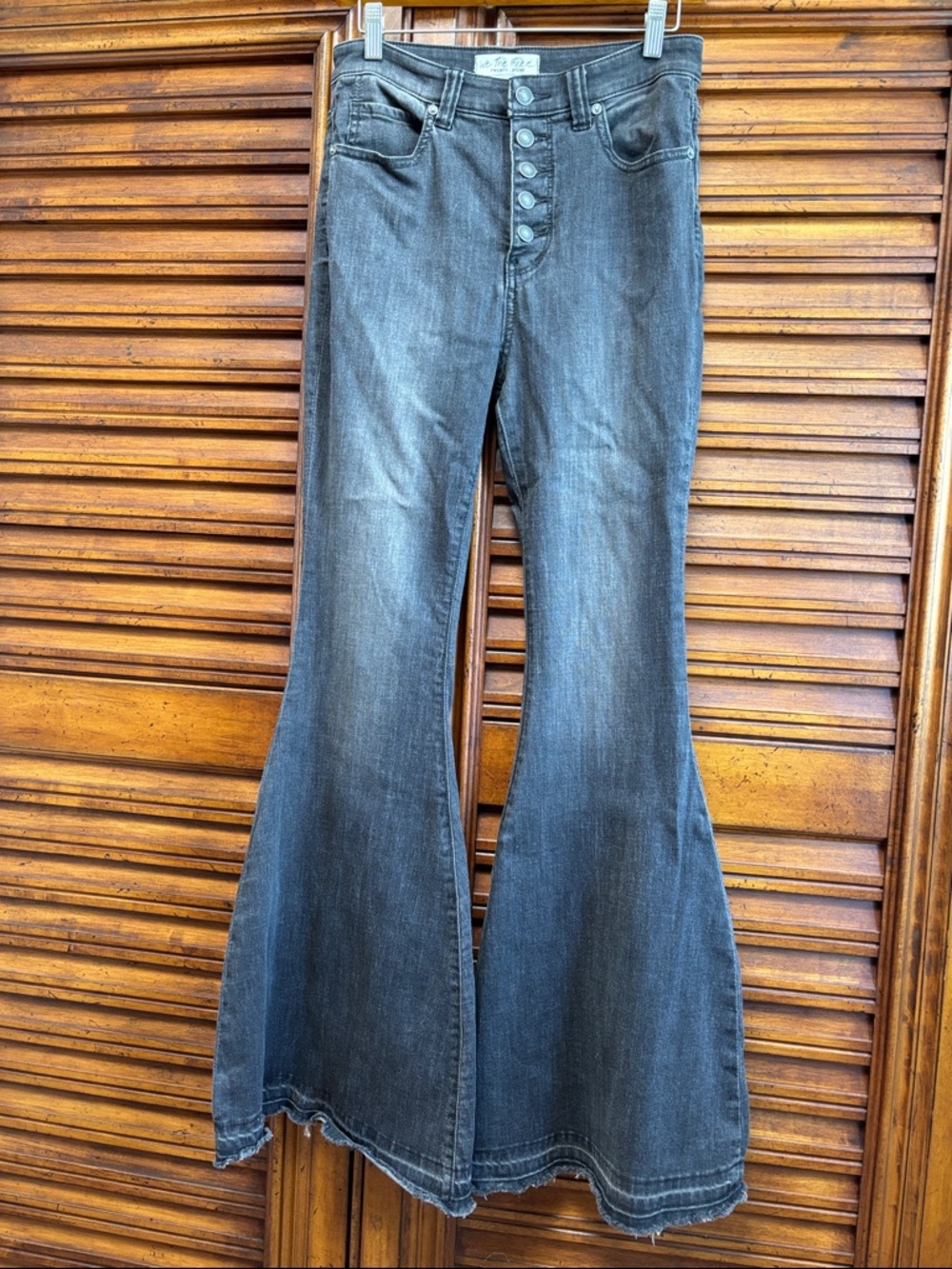 We The Free High-Waisted Button-Front Flared Jeans - Faded Black 28